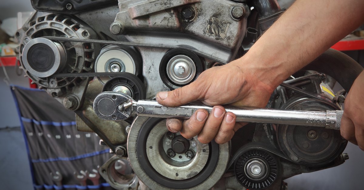 Mechanic With Wrench Doing Alternator Repair Work On A Vehicle | Sierra Blanca Motors | Ruidoso, NM