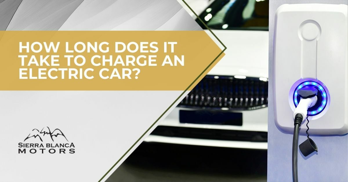 An Electric Car Charging Station With a White Vehicle in the Background | How Long Does It Take to Charge an Electric Car? | Sierra Blanca Motors